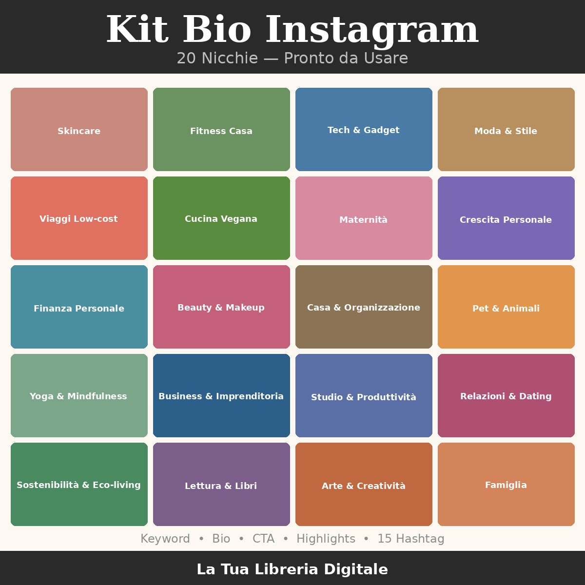 Kit Bio Instagram singoli — 20 nicchie
